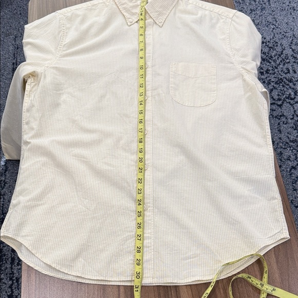 J. Crew Men's Yellow White Strpes Cotton Oxford Classic Long Sleeve Shirt Size L - Picture 9 of 9